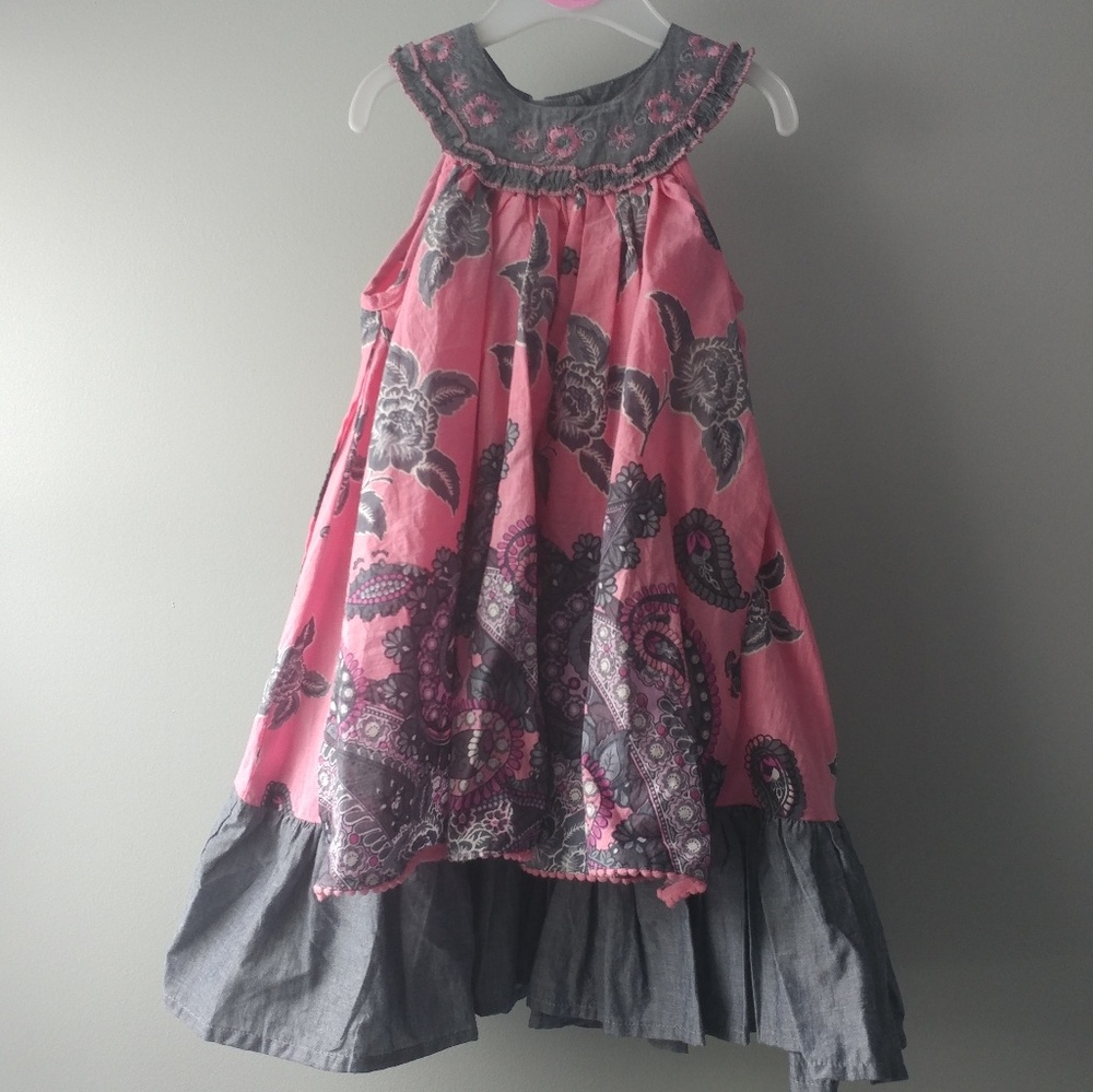 NWT Cutesy Couture pink Paisley ruffle dress 2/3 t years